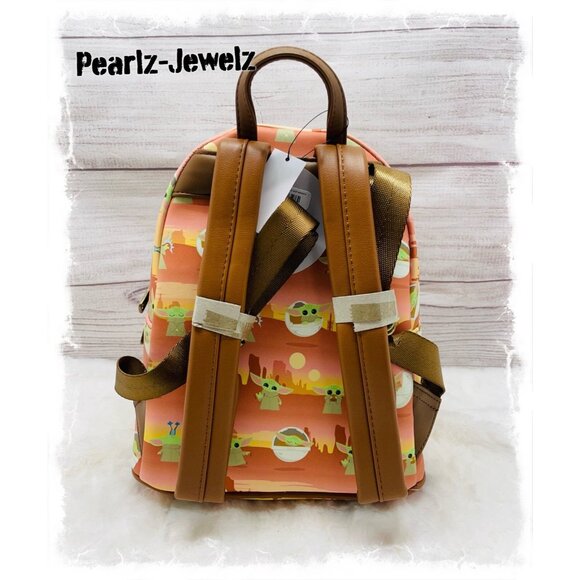 Loungefly Star Wars Mandalorian Yoda The Child Scene Orange Mini Backpack NWT main image 5